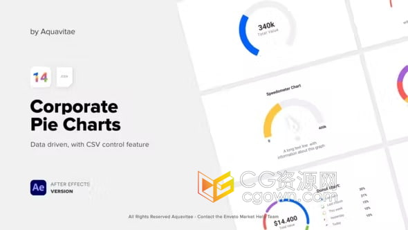 14个CSV数据驱动的企业饼图AE模板