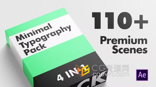 兼容竖屏110+四合一创意排版标题AE模板-Minimal Typography Pack