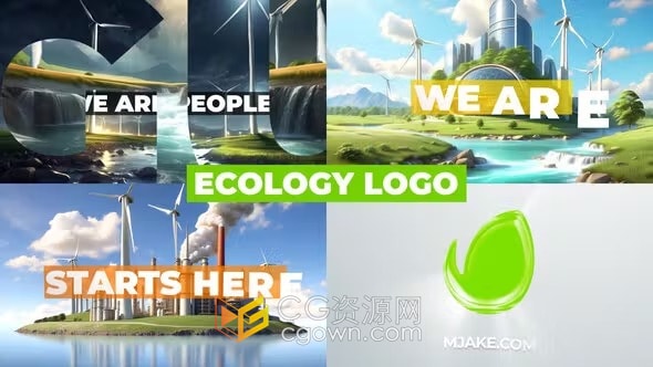 AE模板-环保生态绿色可持续发展宣传3D照片场景标志片头