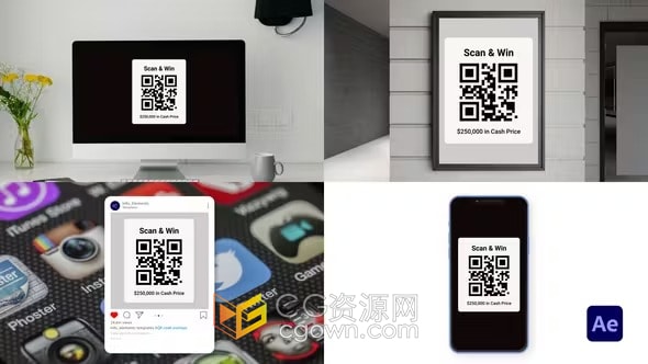 AE模板-视频图像添加二维码叠加元素QR Code Overlays
