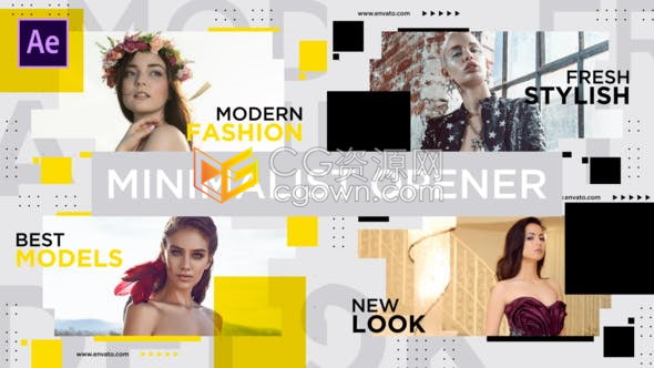 AE模板-动态图形演示极简时尚开场品牌介绍宣传预告片