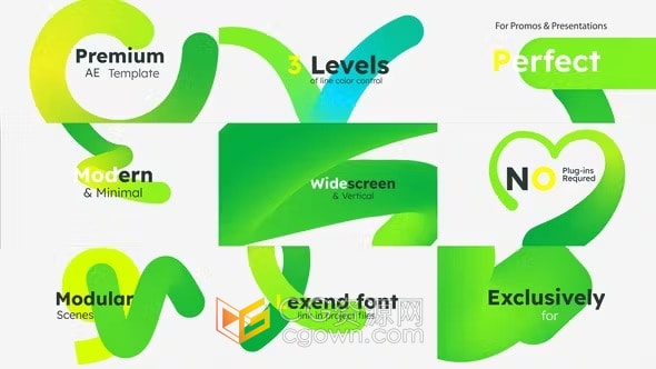 AE模板-动态色彩线条舞动演绎音乐视频活动亮点开场白