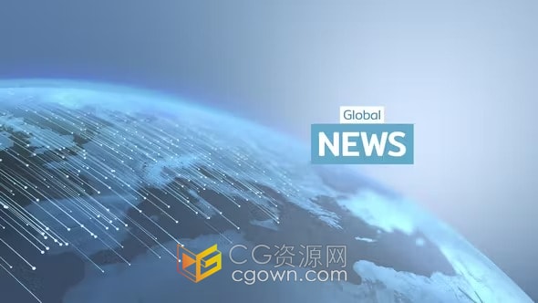 AE模板-光点粒子拖尾轨迹动画演绎科技感全球新闻包装片头