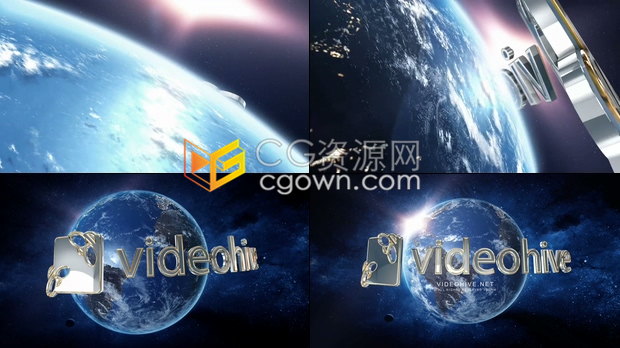 AE模板经典三维地球空间轨道元素仿环球电影LOGO动画