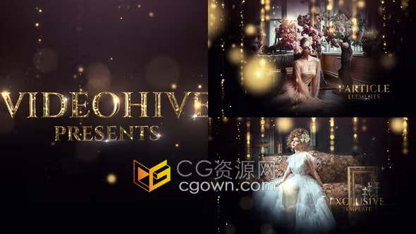 AE模板-魅力金色粒子坠落闪亮光斑豪华颁奖典礼晚会包装