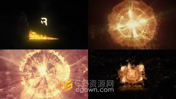 AE模板-火花喷射火焰能量冲击波粒子爆炸LOGO片头