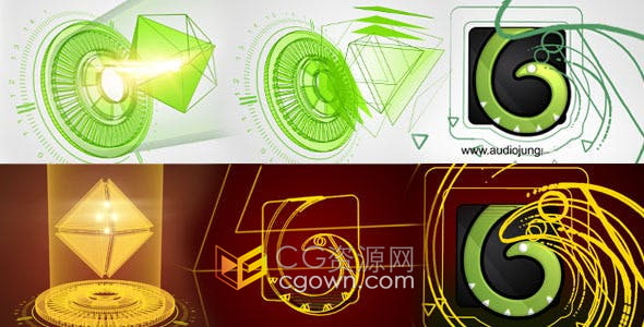 AE模板-3D明亮商务干净企业耀斑高科技全息图线LOGO视频片头