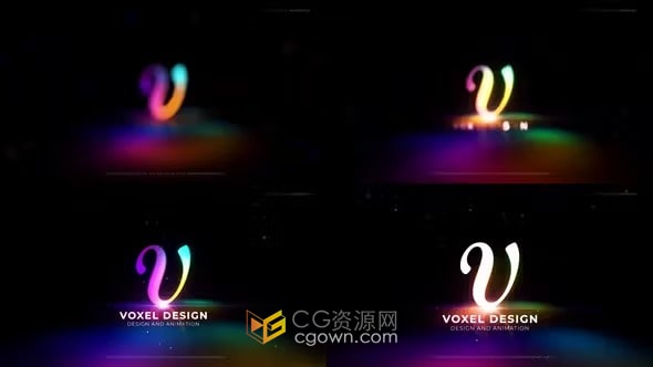 多彩色发光LOGO动画演绎视频片头-AE模板