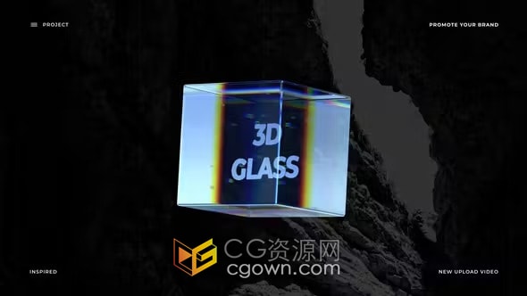 立方体3D玻璃标志动画品牌LOGO展示-AE模板