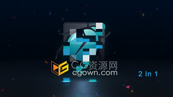 AE模板五彩元素背景现代马赛克拼贴标志揭示LOGO片头