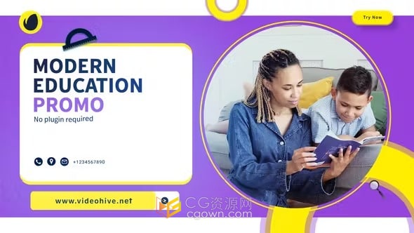 Education Slideshow AE模板教育幻灯片学习宣传视频