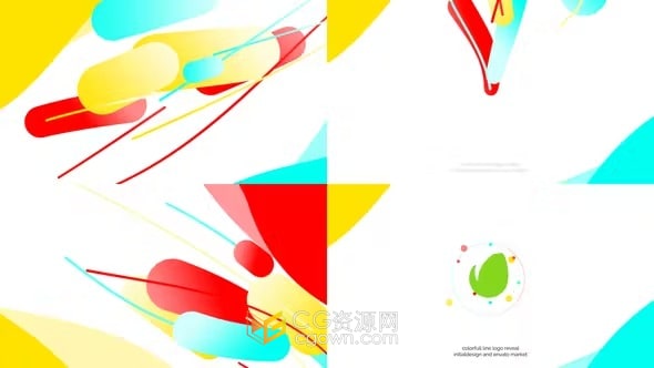 五颜六色线条图形动画LOGO视频效果-AE模板