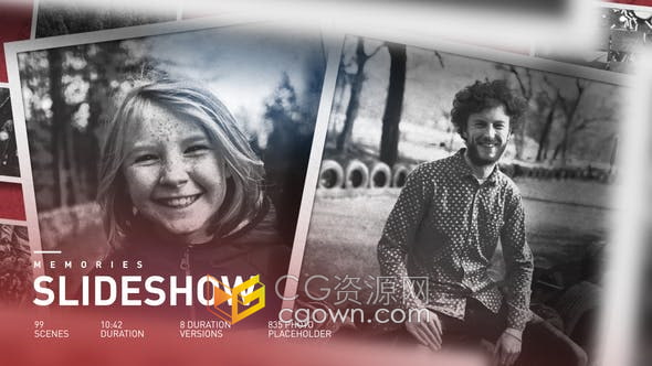 AE模板-黑白老照片幻灯片复古历史记录视频相册Photo Slideshow