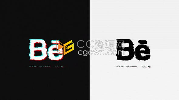AE模板独特故障毛刺效果RGB分割数字失真特效文字LOGO片头