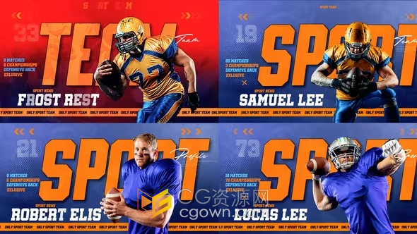 AE视频模板-团队展示球队运动员介绍赛事预告体育包装