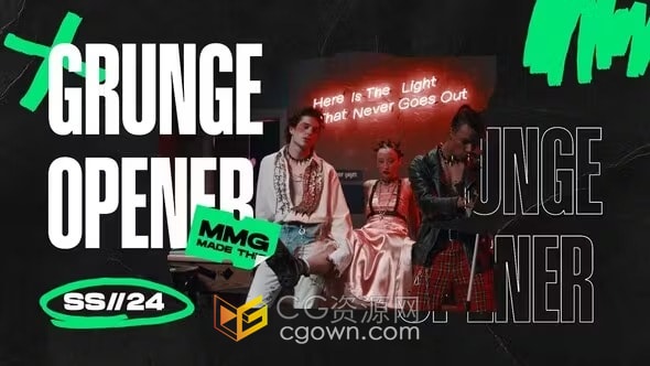 Grunge摇滚派对开场音乐宣传创建时尚社交媒体视频短片-AE模板
