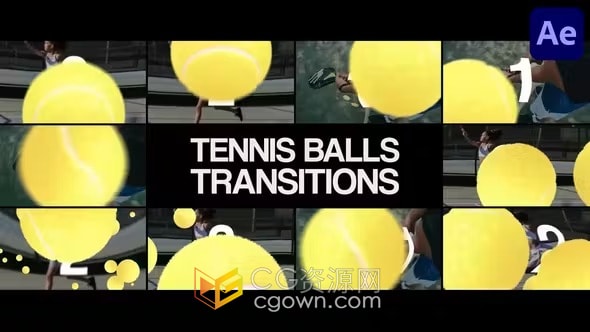 网球过渡现场体育赛事比赛精彩片段动态视频运动转场-AE模板
