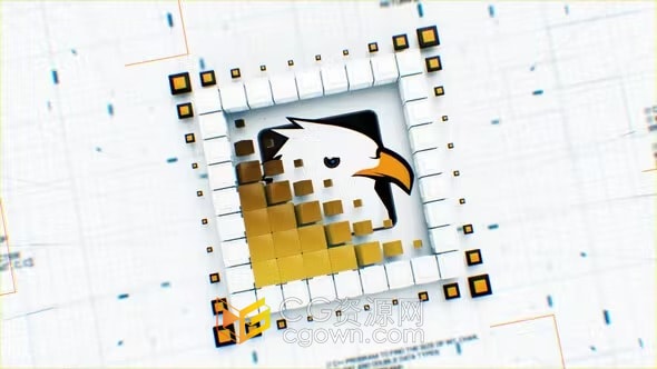 AE模板-适合电子工程建筑高科技企业3D立方体标志动画