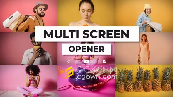 AE模板-动态多屏幕视频墙快时尚生活方式现代品牌宣传宣传片头