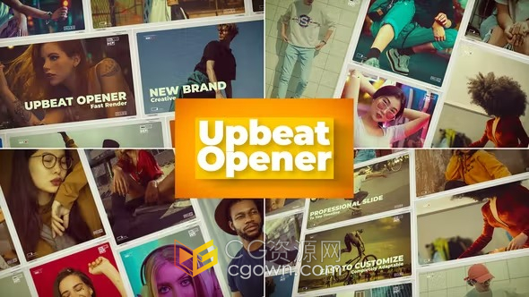 AE模板-视频相册照片墙开场白Upbeat Opener