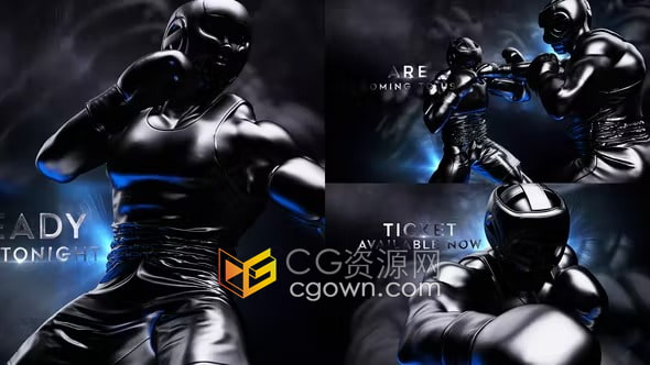 AE模板-战斗之夜拳击终极格斗体育赛事揭幕战金属力量感冠军争夺战开场