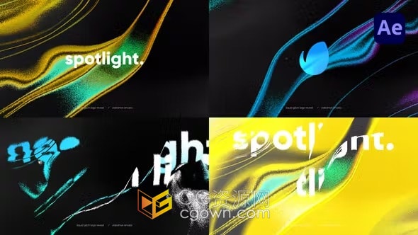 多彩艺术粒子元素液体故障动画Liquid Glitch标志片头-AE模板