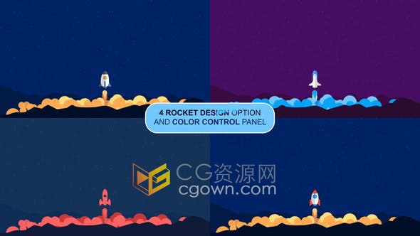 AE模板-卡通动画启动火箭发射烟雾图形动画视频片头