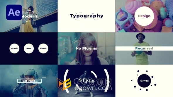 时尚跺脚风格快闪图文排版开场白-AE视频模板