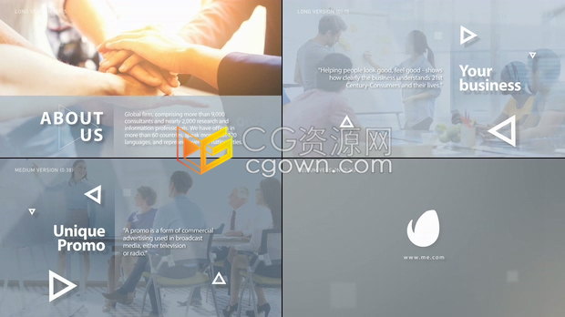 AE模板-极简明亮企业演示幻灯片现代公司业务介绍产品促销视频