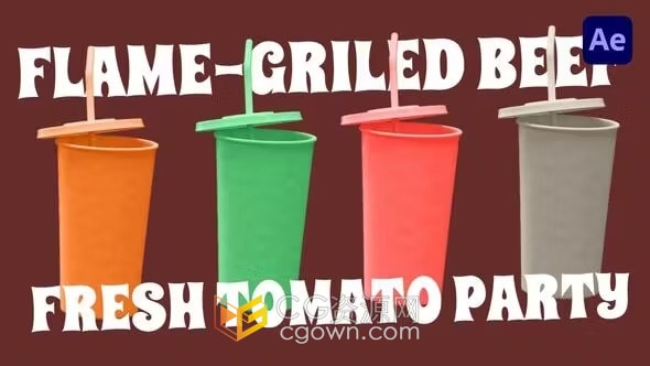 AE模板-汉堡薯条热狗披萨饮料美味快餐外卖食品介绍演示