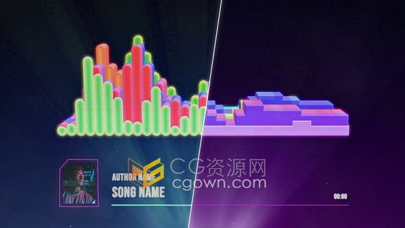 AE模板-全息音乐可视化光谱工具Hologram Music Visualizer
