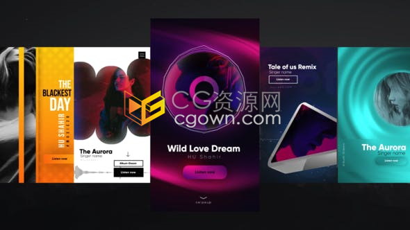 AE模板现代时尚元素音乐背景音频可视化宣传包装动画