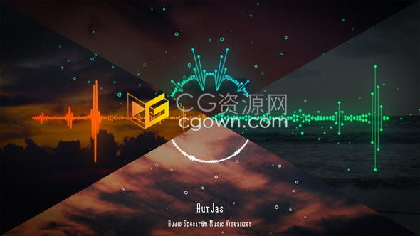 AE模板音频波形频谱径向光谱粒子背景音乐展示台音乐可视化器