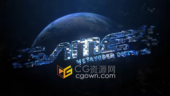 AE模板-Metaverse Logo高科技数字标志动画