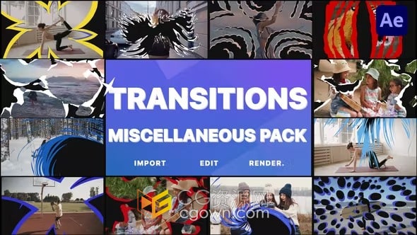 AE转场模板-卡通手绘过渡动画元素Miscellaneous Transitions