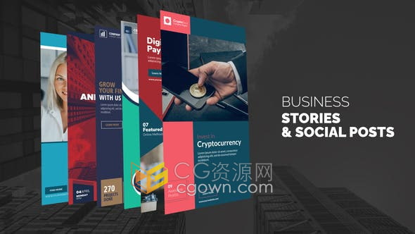 AE模板-社会商业故事帖子介绍企业公司短视频业务广告视频