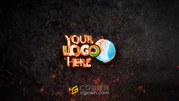 AE模板-火花烣烬灼烧热浪火焰燃烧标志Fire Logo动画