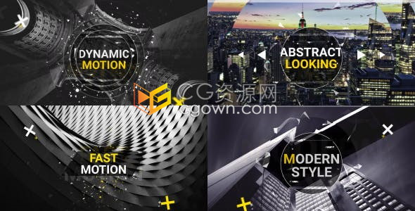 AE模板现代数字三角形小元素快速动画展示活动事件派对开场