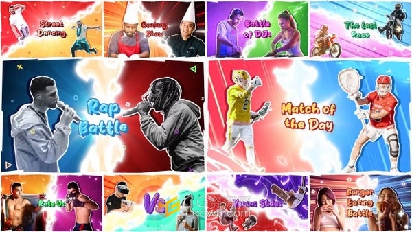 免费AE模板-对战PK决战竞赛动态海报Versus Slides