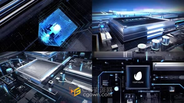 AE模板-数字标志展示3D科技LOGO动画