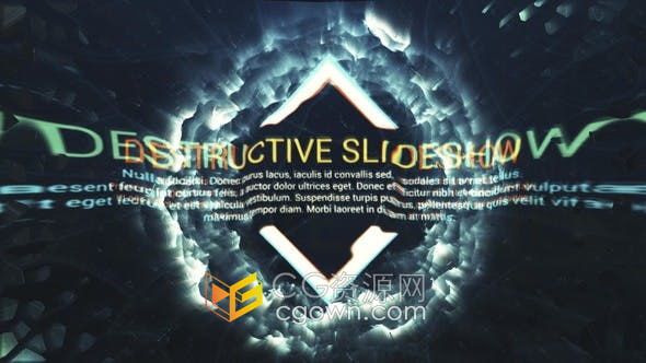 AE模板-毁灭性宣传片不规则图形遮罩照片动画幻灯片视频