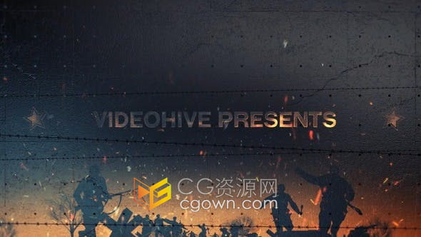 AE模板-时间表介绍战争历史纪录片火花粒子军事宣传视频