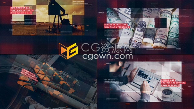 AE模板数字科技视觉效果展示政治经济商业新闻危机事件揭幕战