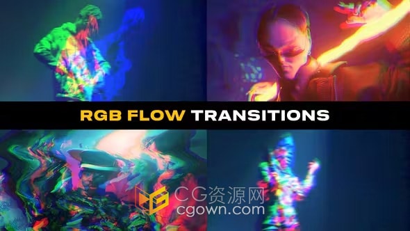 12种故障和扭曲RGB流动过渡效果免费下载-AE模板
