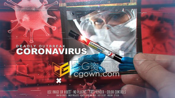 AE模板医疗卫生事件健康宣传生物医学科学研究新冠病毒介绍幻灯片