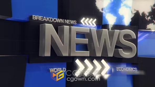 3D立体元素新闻包装过渡效果-AE模板