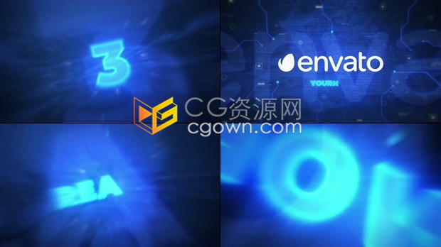 AE模板数字倒数未来科技感十秒倒计时标志LOGO动画