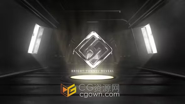 黑暗隧道光芒照射LOGO显示品牌介绍动画-AE模板