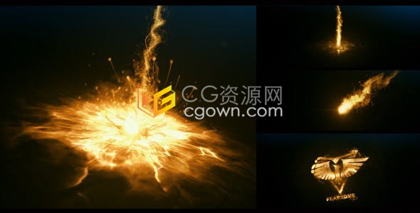 AE模板飞舞金色粒子光线特效爆炸LOGO标志宣传片头动画视频