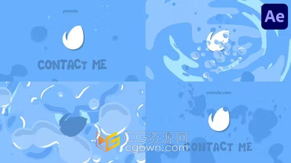 卡通创意流体风格动态水效果液体标志动画-AE模板